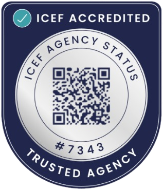 Badge officiel ICEF Accredited — Trusted Agency n°7343